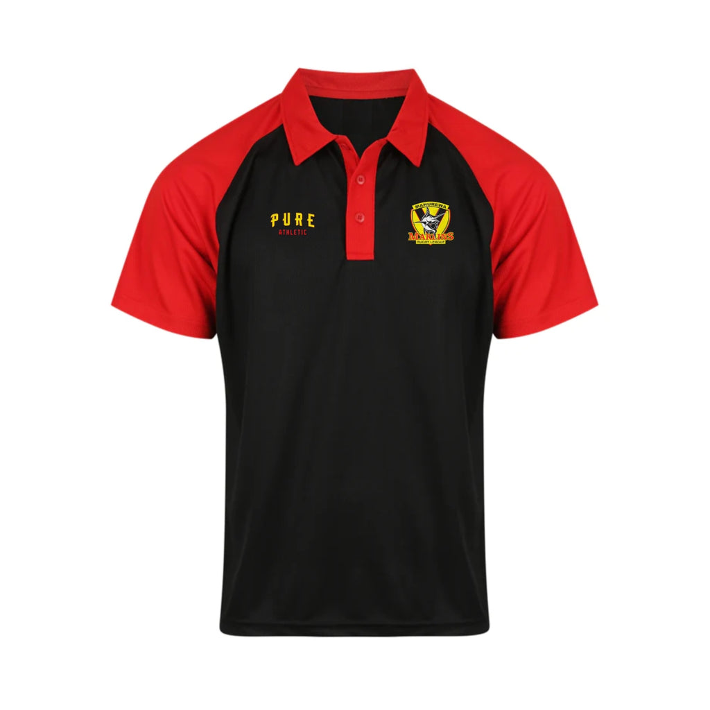 Manurewa Marlins Rugby League Polo - Black/Red