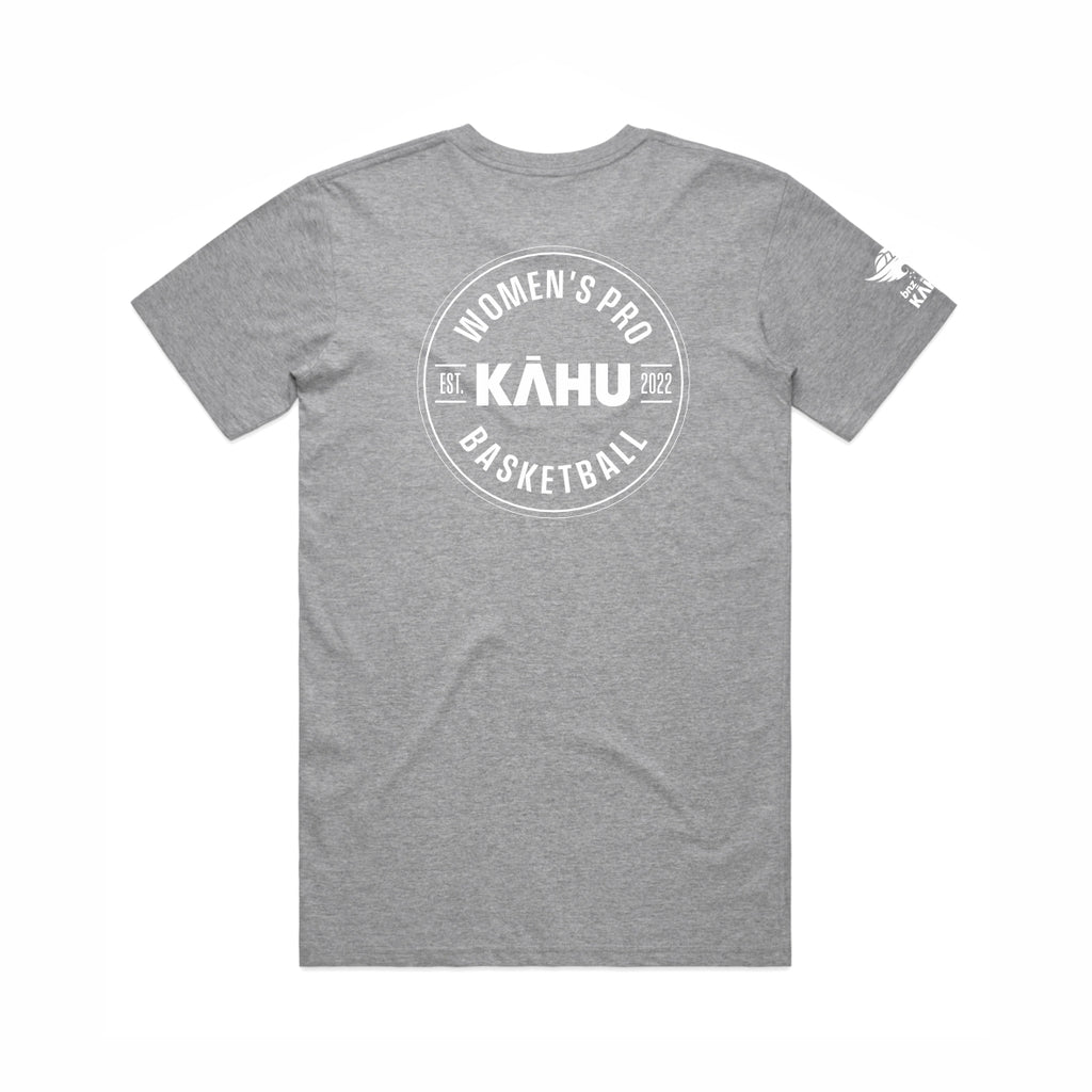 Kahu Womens Pro Basketball Badge Tee - Grey Marle