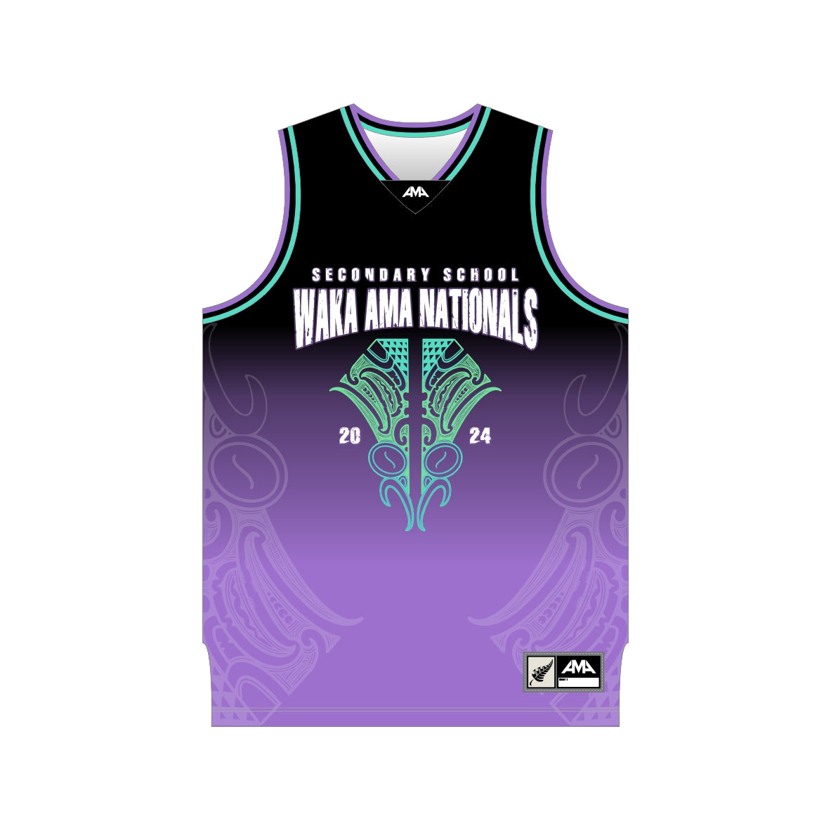 Secondary School Waka Ama Nationals 2024 Basketball Singlet Pure Athletic NZ