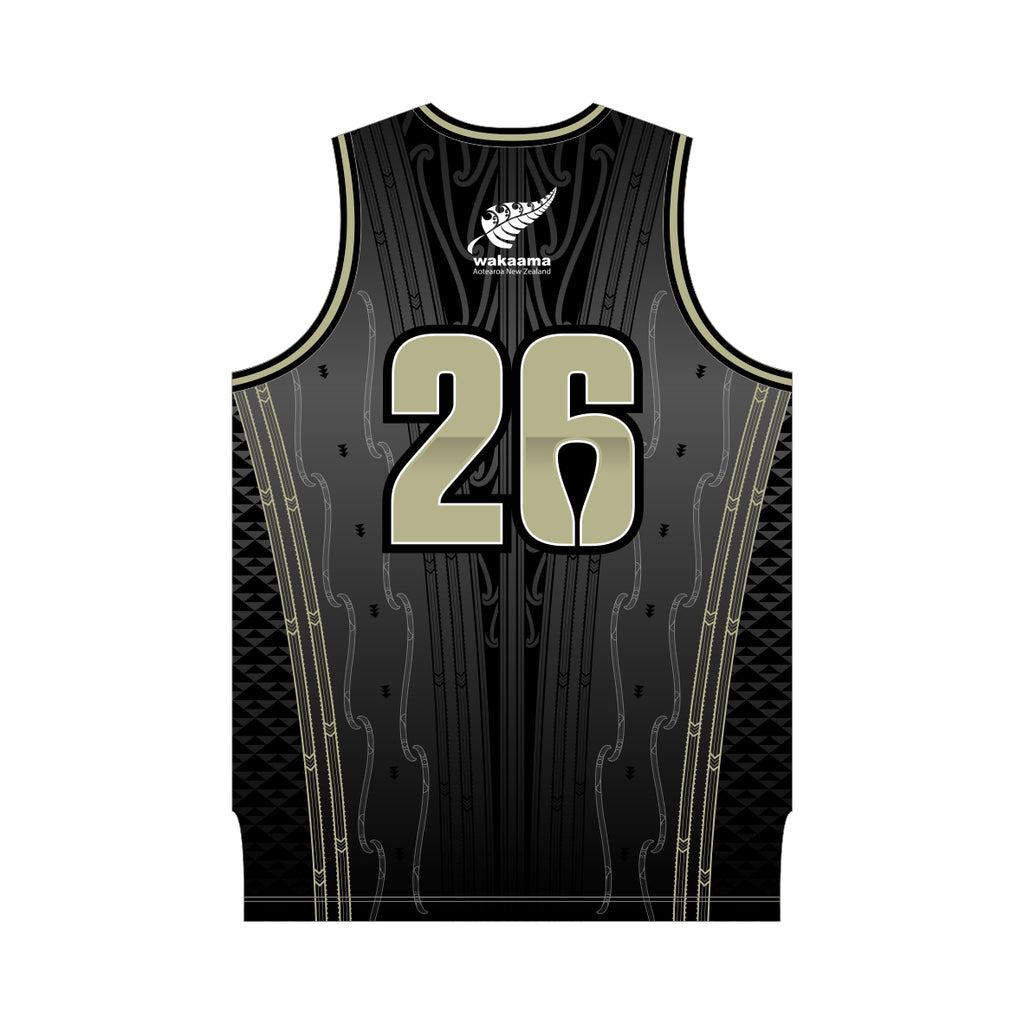 2026 Waka Ama Sprint Nationals - Dry Fit Basketball Singlet - Black