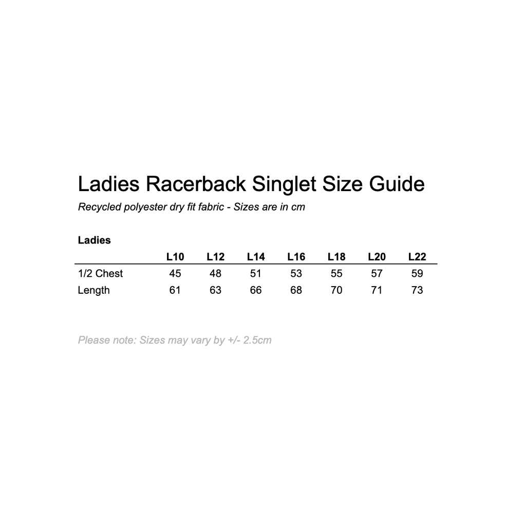 2025 Takapuna Cup - Sublimated Ladies Racerback - Green