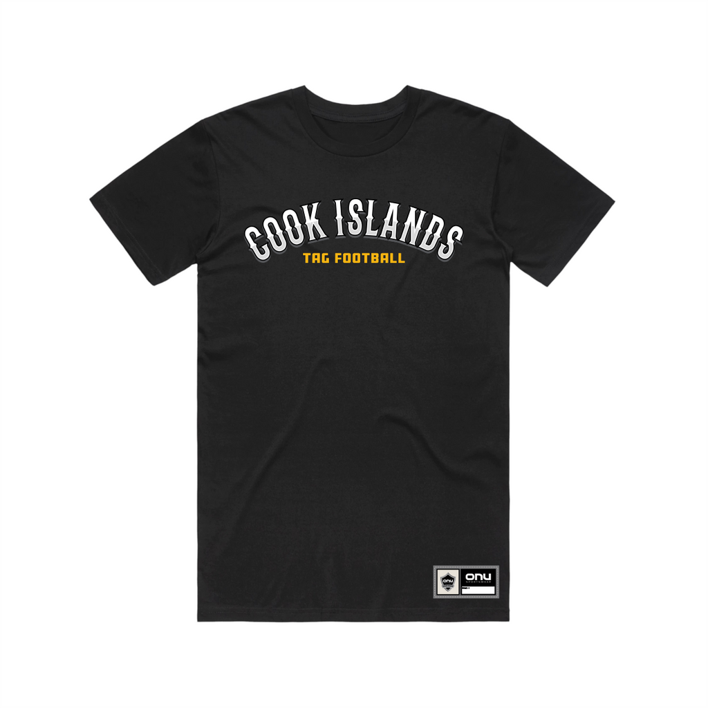 Cook Islands Tag Cotton Tee - Black