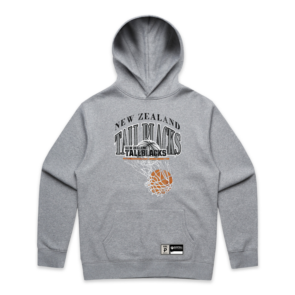NZ Basketball Tall Blacks Retro Hoodie - Grey Marle