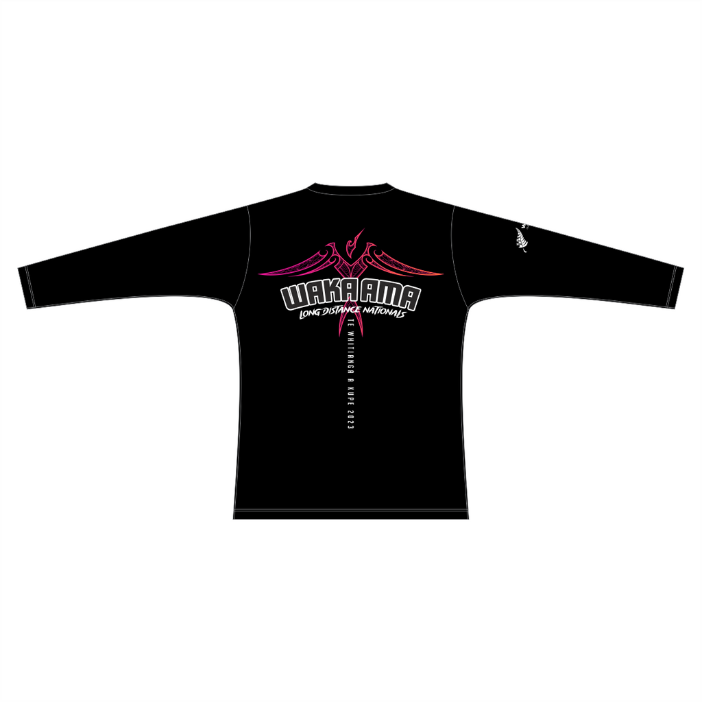 Waka Ama Long Distance Nationals - Printed Dry Fit LS Tee - Black