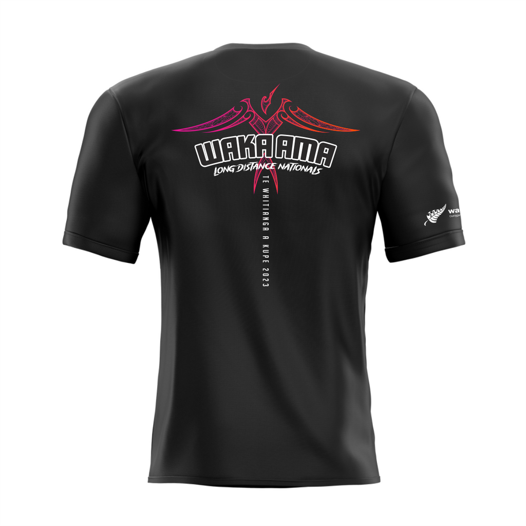 Waka Ama Long Distance Nationals - Dry Fit Printed Tee - Black