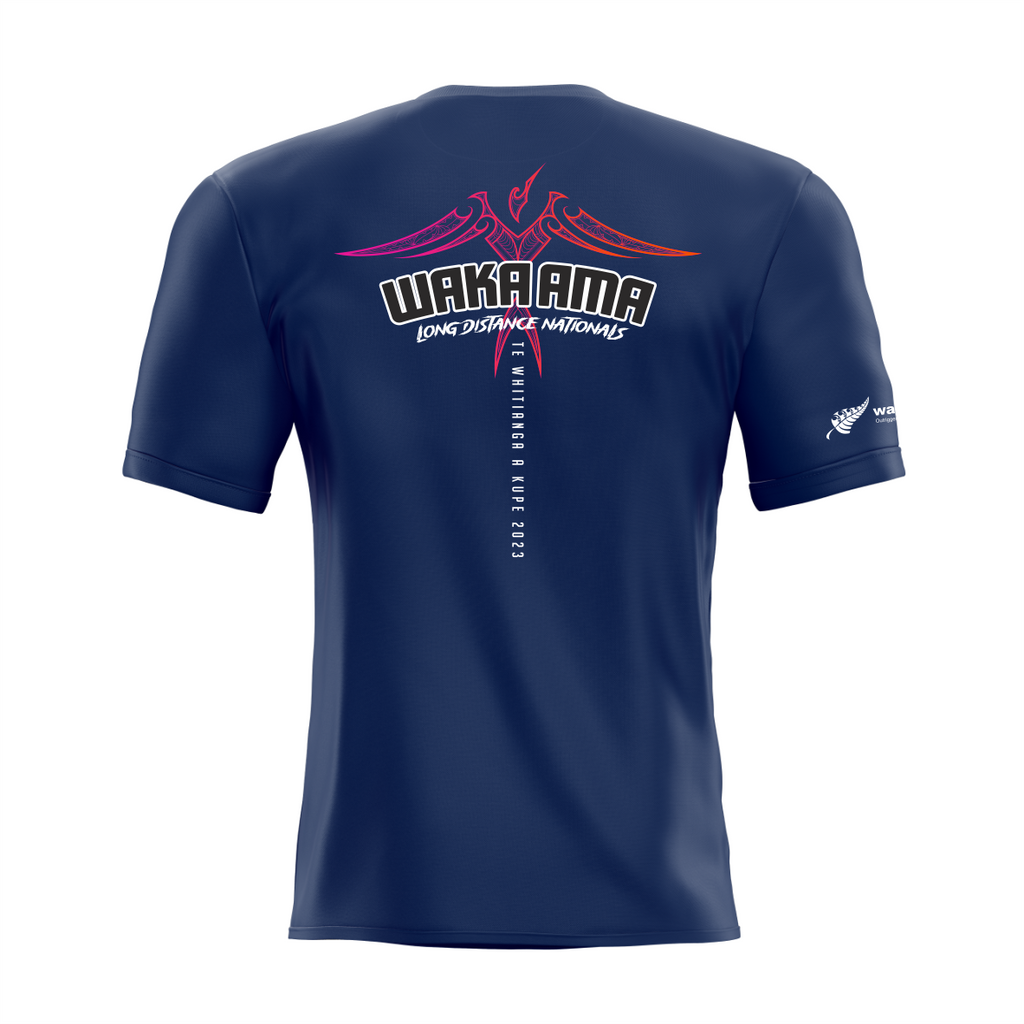 Waka Ama Long Distance Nationals - Dry Fit Printed Tee - Navy