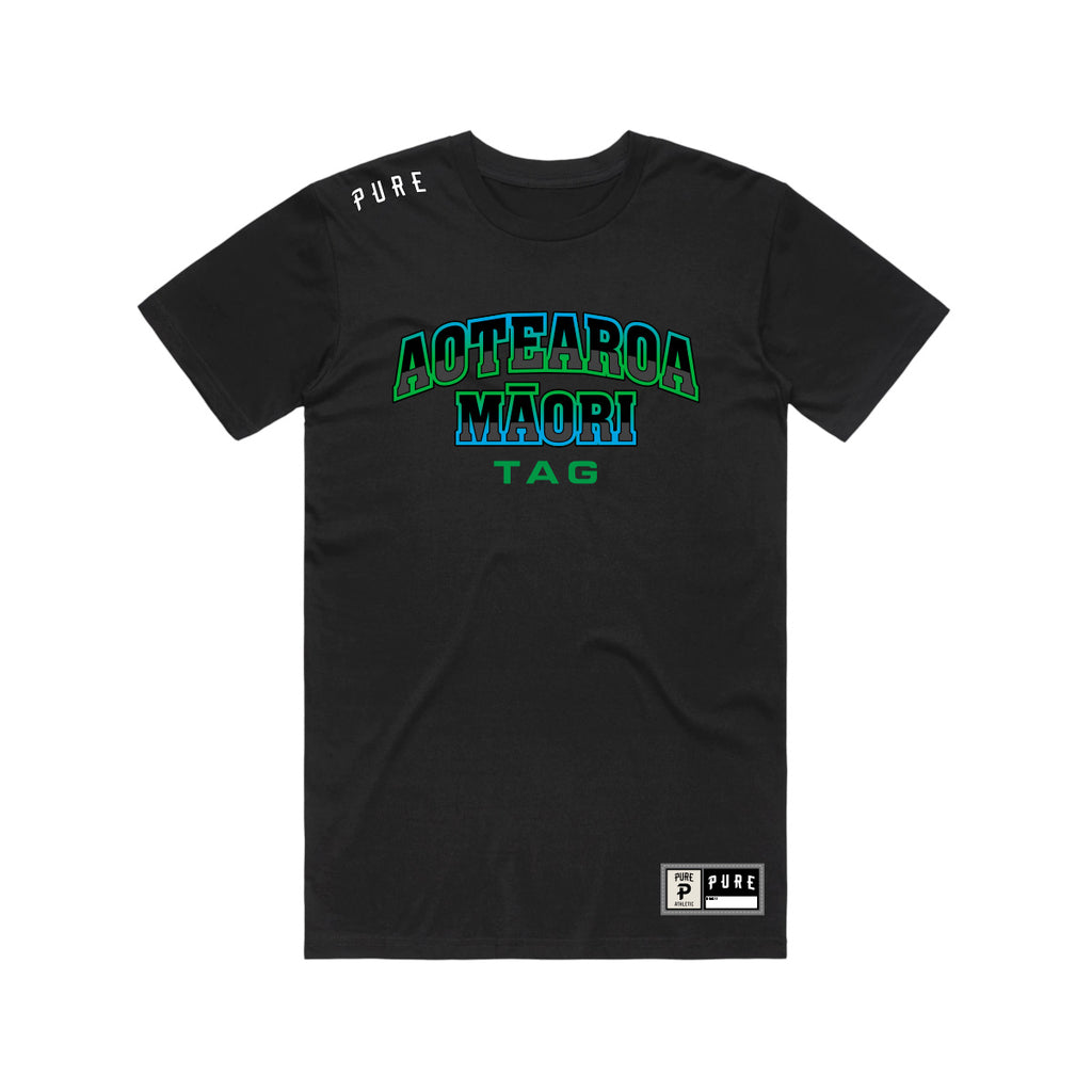 Aotearoa Maori Tag Tee - Black