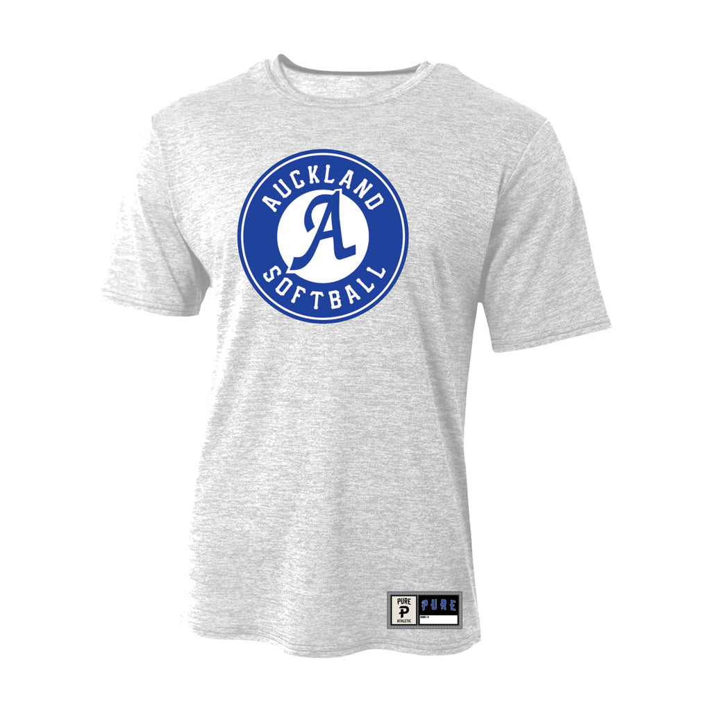 Auckland Softball Dry Fit A Tee - White Marle
