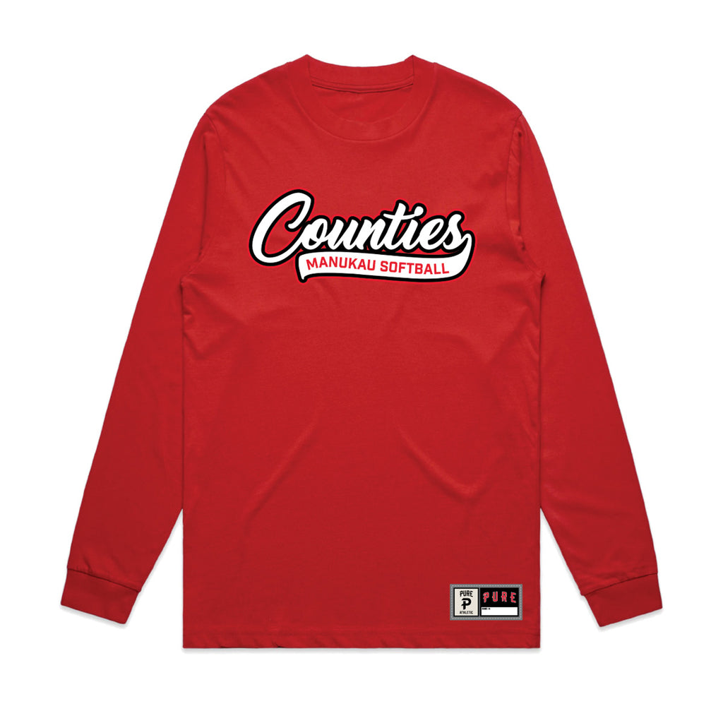Counties Manukau Softball LS Tee - Red