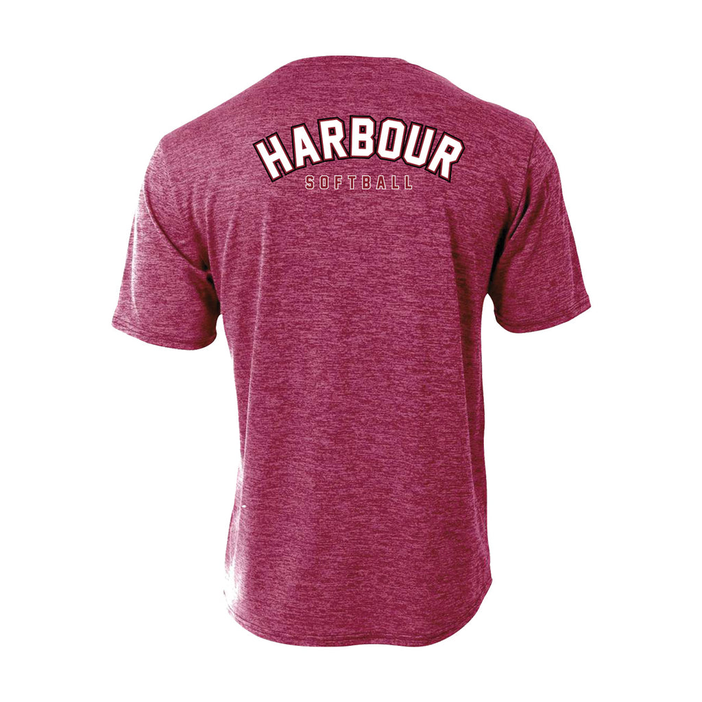 North Harbour Softball Dry Fit NH Tee - Burgundy Marle