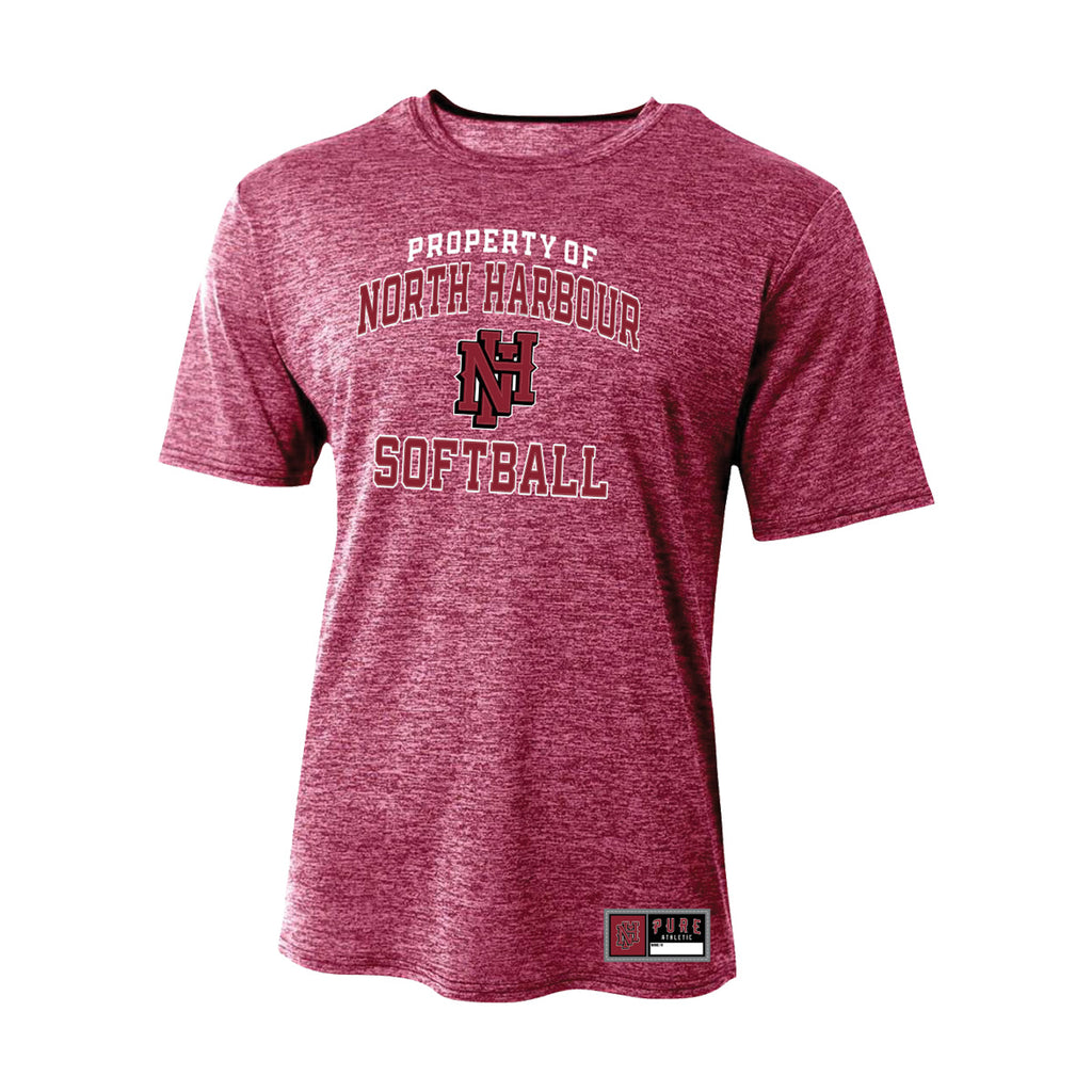 North Harbour Softball Dry Fit Prop Tee - Burgundy Marle