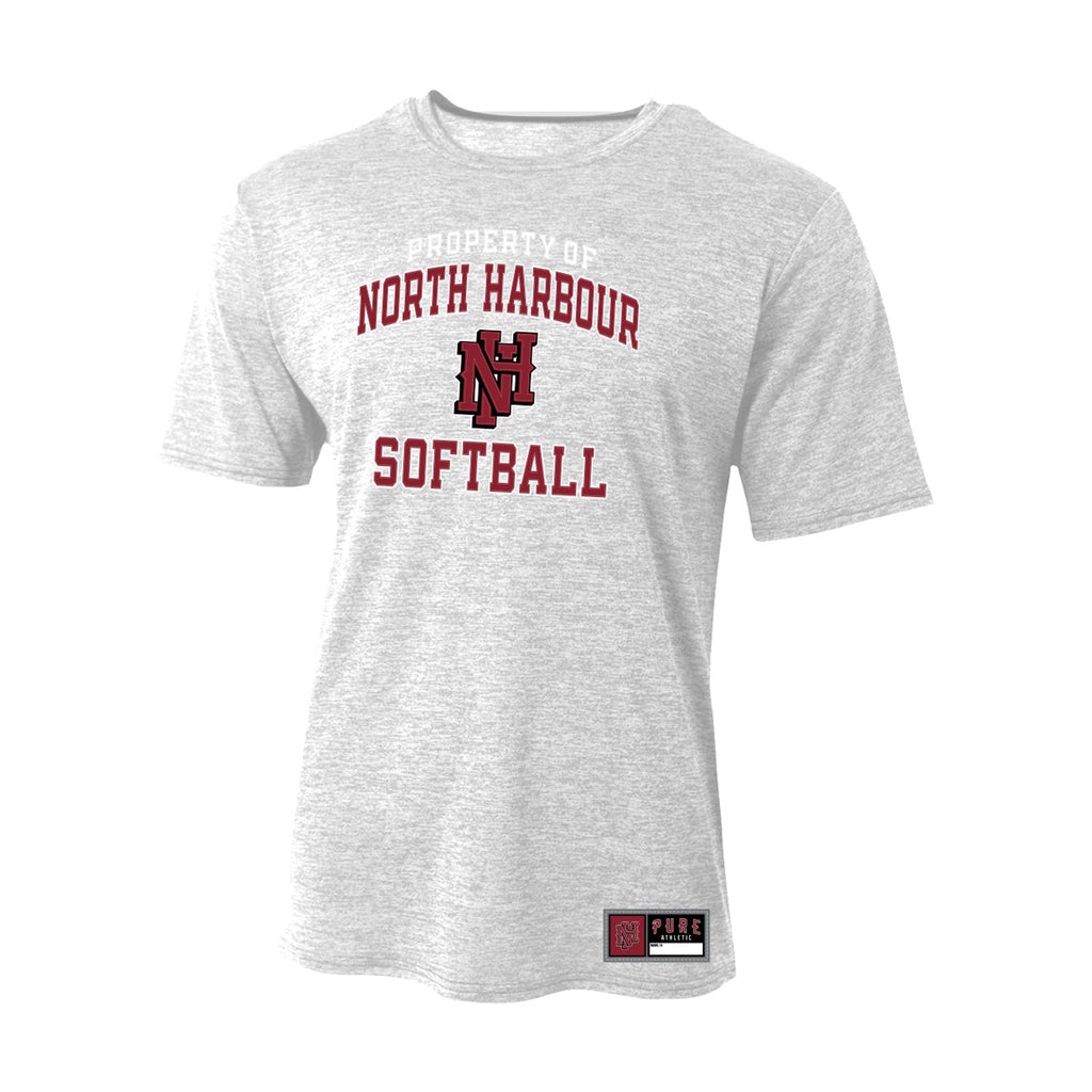 North Harbour Softball Dry Fit Prop Tee - White Marle