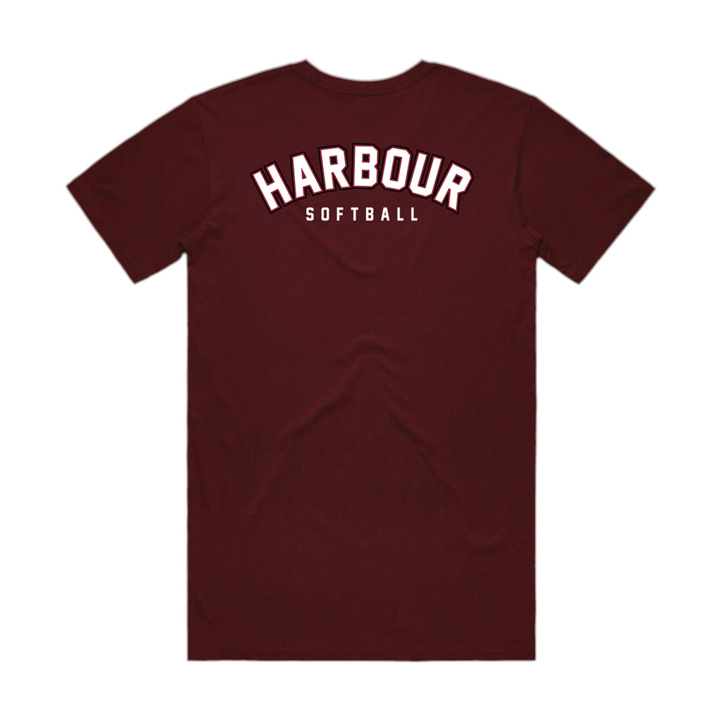 North Harbour Softball NH Tee - Burgundy