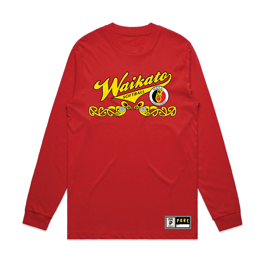 Waikato Softball LS Tee - Red